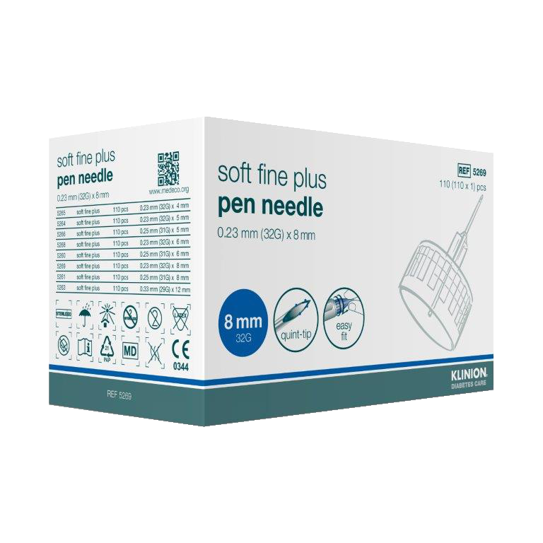 klinion soft fine plus Pen-Nadeln 0,23mm 32G x 8mm, Packung à 110 Stück