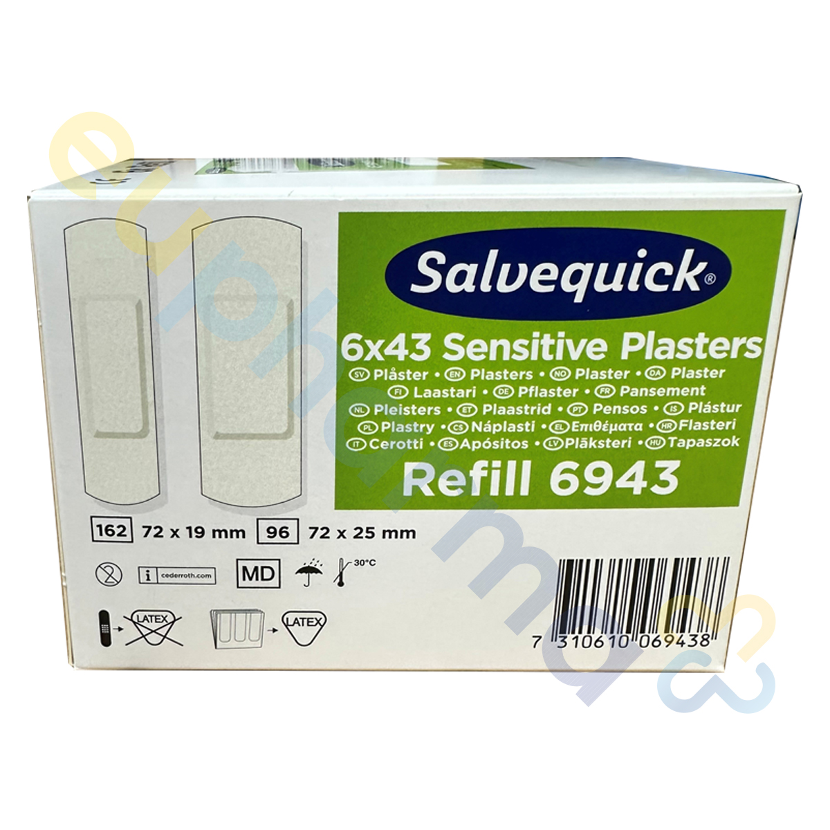 CEDERROTH Salvequick Sensitive Pflaster 6943, Packung à 6 x 43 Stück