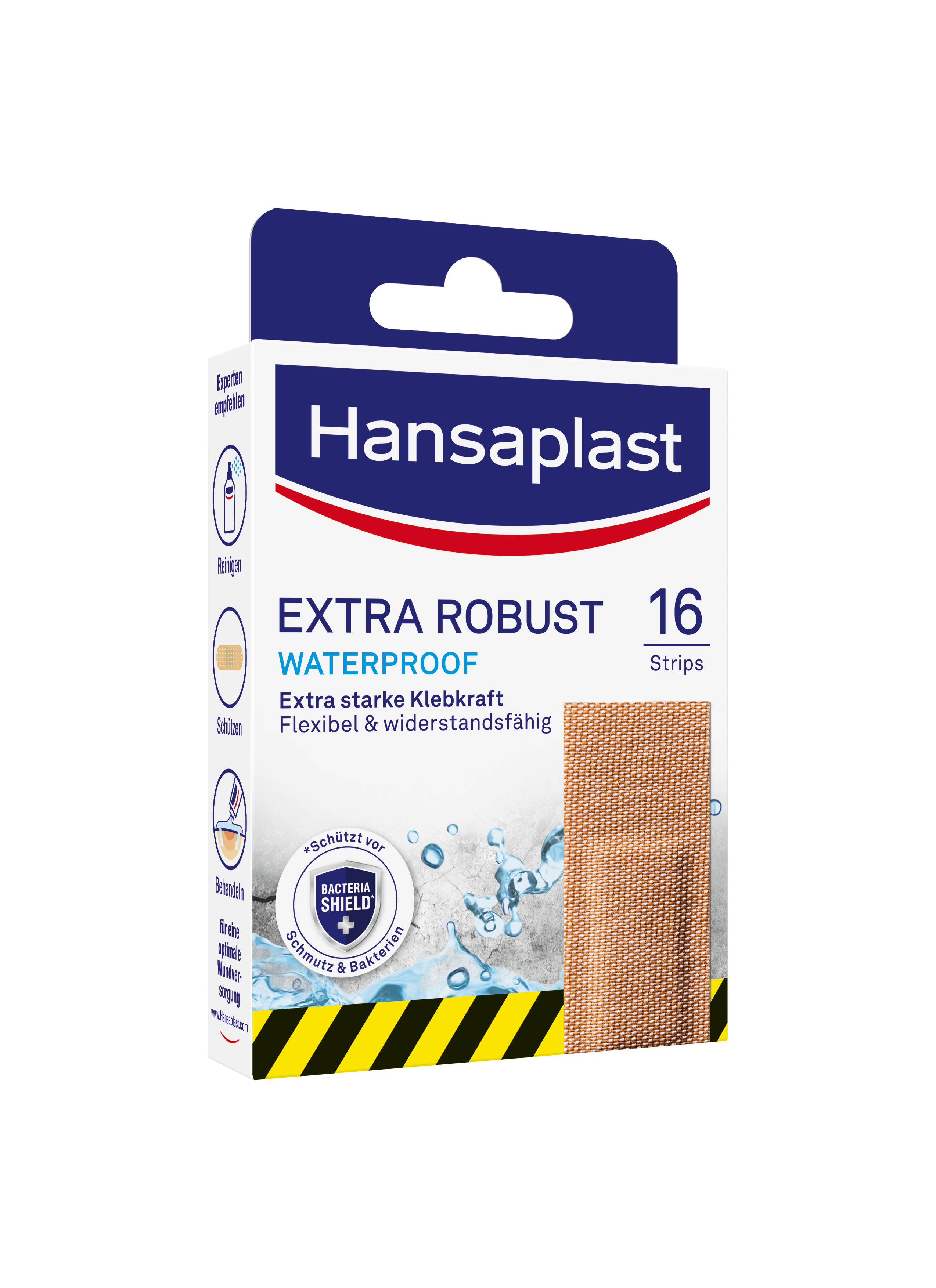 "Hansaplast Extra Robust - Pflasterstrips - wasserdicht - 7,6 x 2,6 cm Packung à 16 Stück"