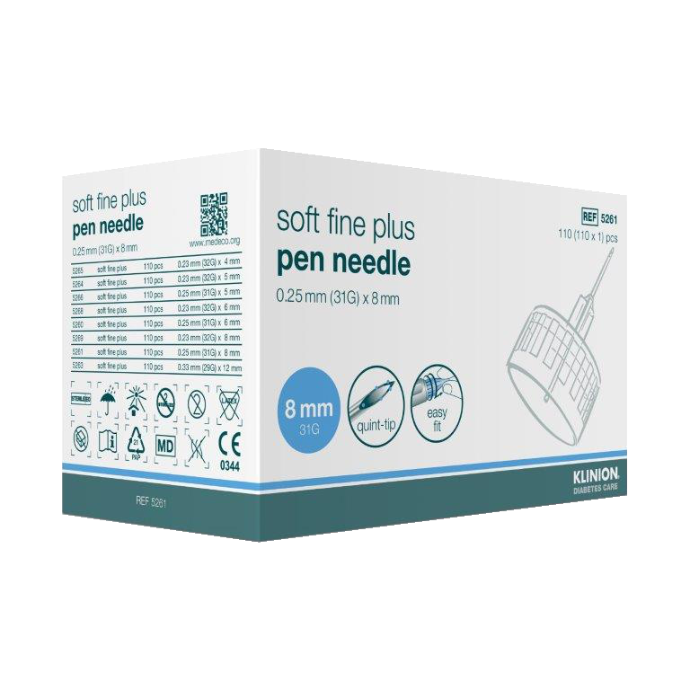 klinion soft fine plus Pen-Nadeln 0,25mm 31G x 8mm, Packung à 110 Stück