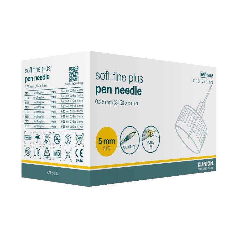 klinion soft fine plus Pen-Nadeln 0,25mm 31G x 5mm, Packung à 110 Stück