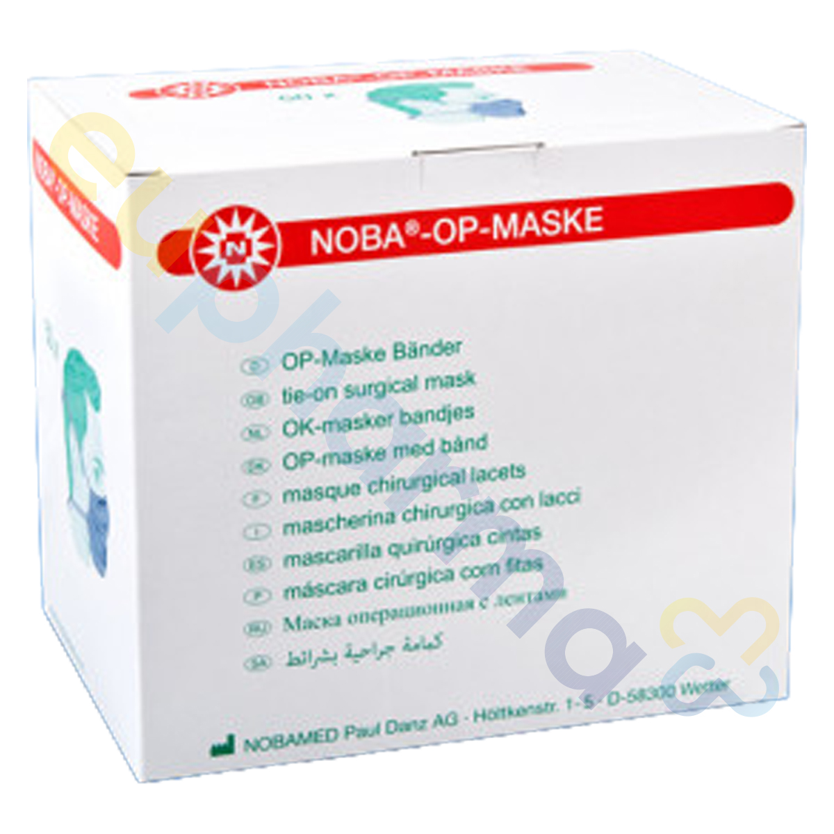 NOBA-OP-MASKE blau mit Bändern, Packung à 50 Stück