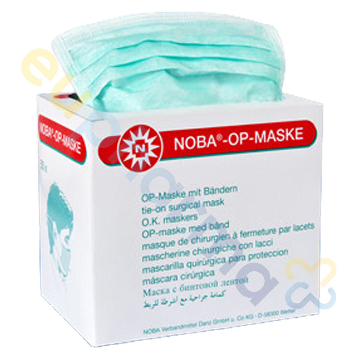 NOBA-OP-MASKE grün mit Bändern für Brillenträger, 1 Stück