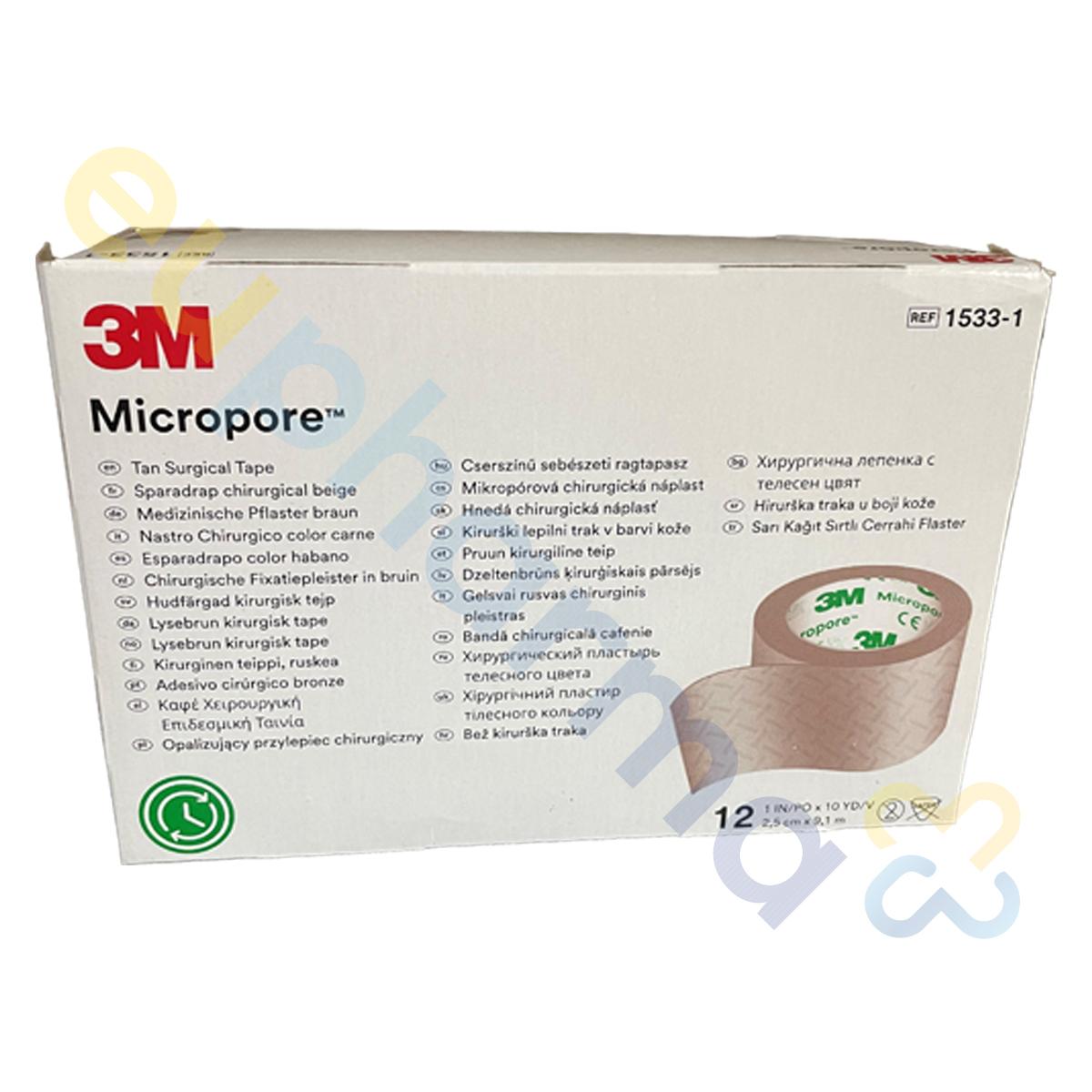 3M Micropore Vliespflaster hautfarben, 2,5 cmx9,1m, Packung à 12 Stück