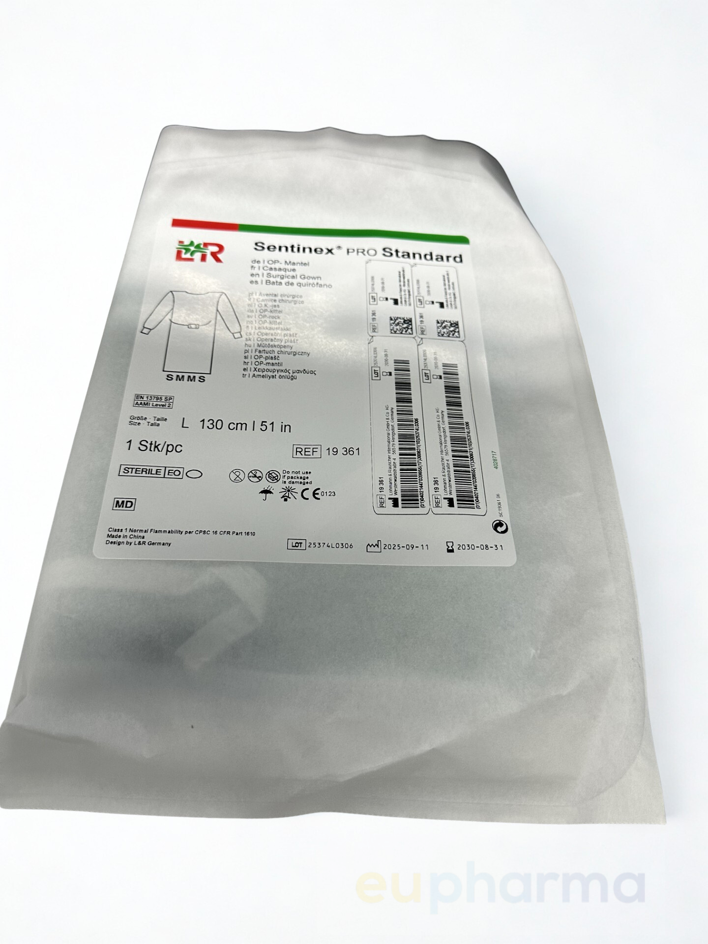 Sentinex PRO OP-Mantel Standard SMMS,ohne Einschlag, L 130 cm, steril Packung a' 48 Stk.
