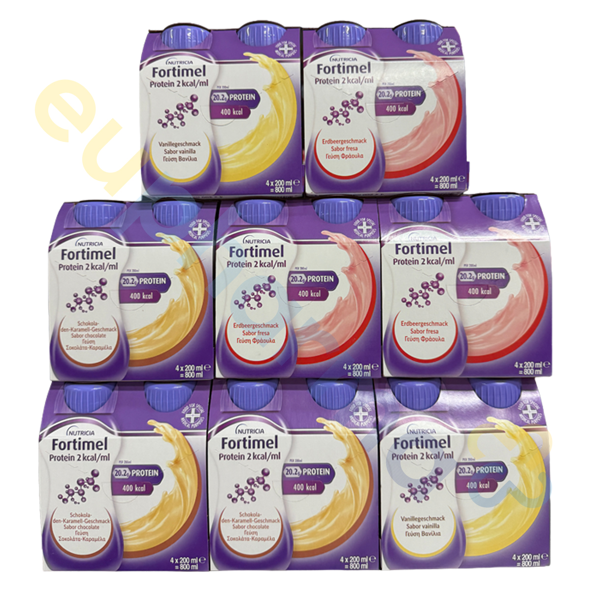 Fortimel Protein 2 Kcal 8x Mischkarton, Packung  à 32 x 200 ml
